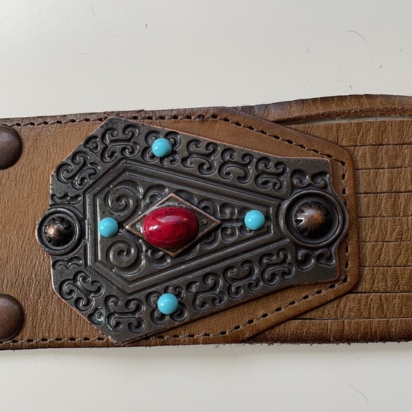 Vintage brown leather handcrafted belt